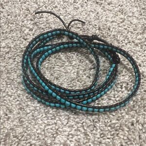 Turquoise and Black Beaded Wrap Bracelet